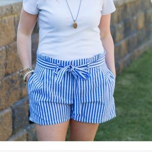 Blue and white striped shorts NWOT